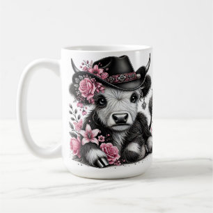 Highland Cow With Floral Hat Coffee Mug