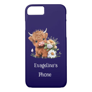 Highland Cow with Flowers Custom iPhone 8/7 Case