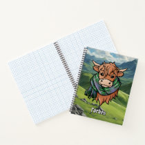 Highland Cow with Forbes Tartan Scarf Notebook