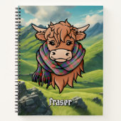 Highland Cow with Fraser of Lovat Tartan Scarf Notebook (Front)