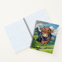 Highland Cow with Gunn Tartan Scarf Notebook
