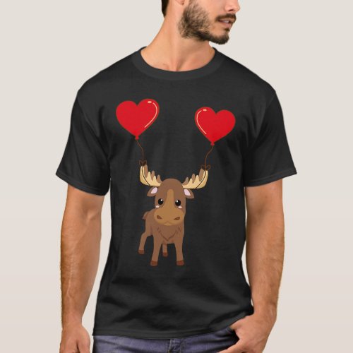 Highland Cow With Heart Balloon Valentines Day Lov T-Shirt