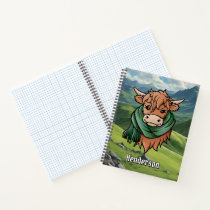 Highland Cow with Henderson Tartan Scarf Notebook