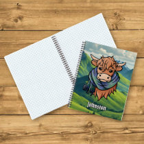 Highland Cow with Johnston Tartan Scarf Notebook