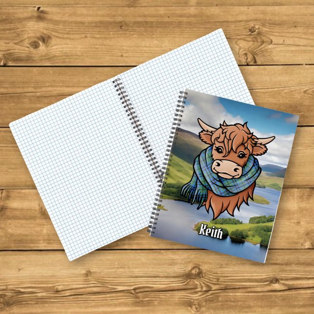 Highland Cow with Keith Tartan Scarf Notebook (Creator Uploaded)