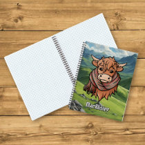 Highland Cow with MacAlister Tartan Scarf Notebook