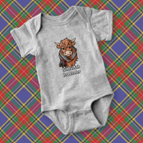 Highland Cow with MacBeth Tartan Scarf Baby Bodysuit