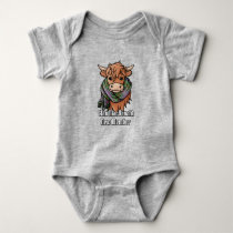 Highland Cow with MacDonald of Clanranald Scarf Baby Bodysuit