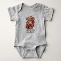 Highland Cow with MacDonald of Keppoch Scarf Baby Bodysuit