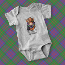 Highland Cow with MacDonald Tartan Scarf Baby Bodysuit