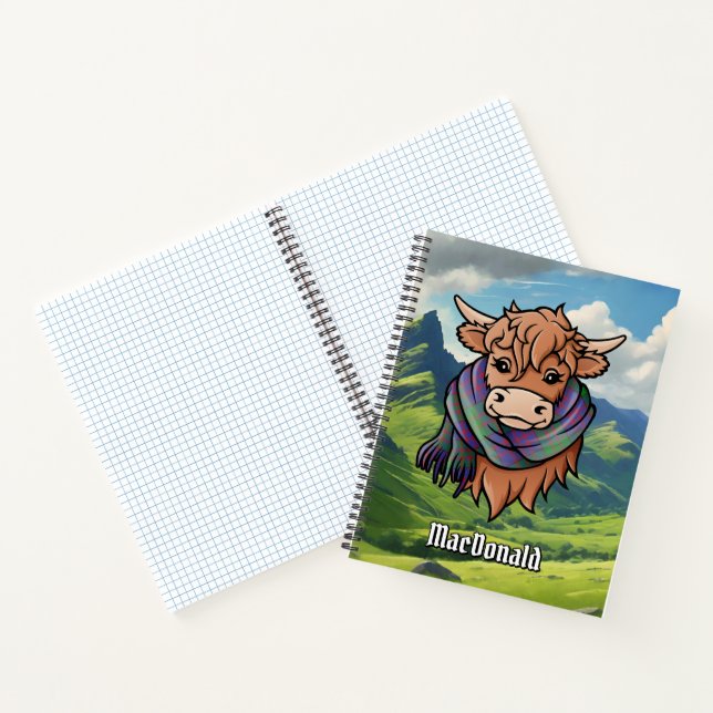 Highland Cow with Macdonald Tartan Scarf Notebook (Inside)