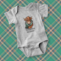 Highland Cow with MacFarlane Ancient Hunting Scarf Baby Bodysuit