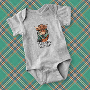 Highland Cow with MacFarlane Ancient Hunting Scarf Baby Bodysuit