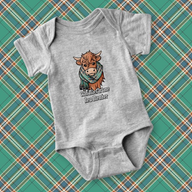 Highland Cow with MacFarlane Ancient Hunting Scarf Baby Bodysuit (Creator Uploaded)