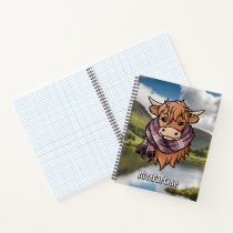 Highland Cow with MacFarlane Dress Tartan Scarf Notebook