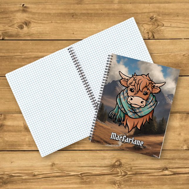 Highland Cow with MacFarlane Hunting Tartan Scarf Notebook (Creator Uploaded)