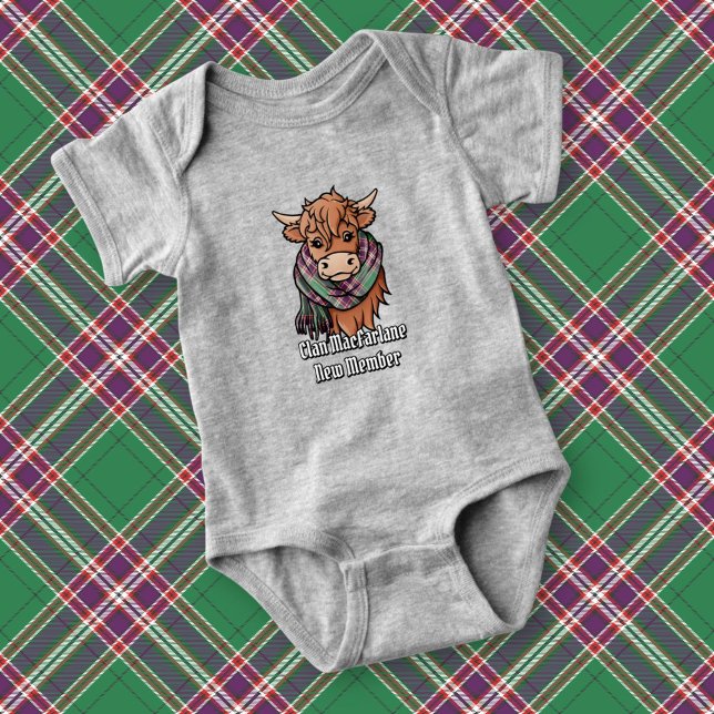 Highland Cow with MacFarlane Modern Hunting Scarf Baby Bodysuit (Creator Uploaded)