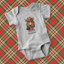 Highland Cow with MacGill Tartan Scarf Baby Bodysuit
