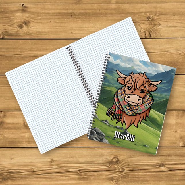 Highland Cow with MacGill Tartan Scarf Notebook (Creator Uploaded)