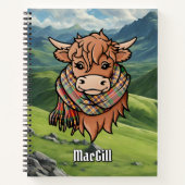 Highland Cow with MacGill Tartan Scarf Notebook (Front)