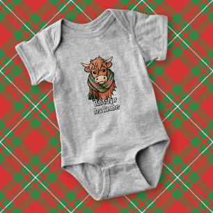 Highland Cow with MacGregor Tartan Scarf Baby Bodysuit