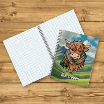 Highland Cow with MacGregor Tartan Scarf Notebook