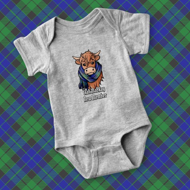 Highland Cow with MacKay Tartan Scarf Baby Bodysuit (Creator Uploaded)