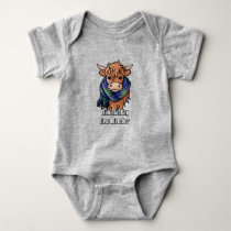 Highland Cow with MacKay Tartan Scarf Baby Bodysuit