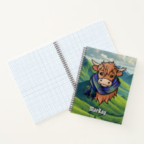 Highland Cow with MacKay Tartan Scarf Notebook