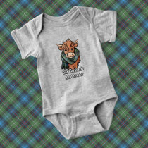 Highland Cow with MacKenzie Tartan Scarf Baby Bodysuit
