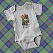 Highland Cow with MacLaren Tartan Scarf Baby Bodysuit