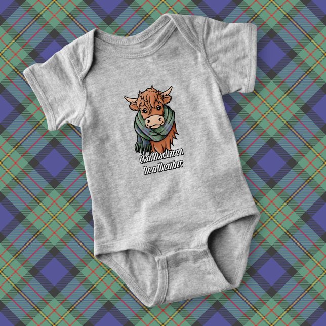 Highland Cow with MacLaren Tartan Scarf Baby Bodysuit (Creator Uploaded)