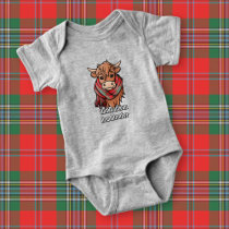 Highland Cow with MacLean Tartan Scarf Baby Bodysuit