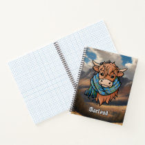 Highland Cow with MacLeod Hunting Tartan Scarf Notebook