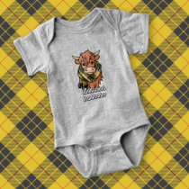 Highland Cow with MacLeod of Lewis Tartan Scarf Baby Bodysuit