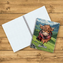 Highland Cow with MacLeod of Raasay Tartan Scarf Notebook