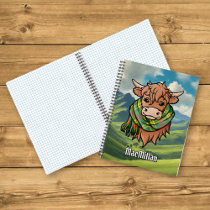 Highland Cow with MacMillan Tartan Scarf Notebook