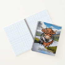 Highland Cow with MacPherson Dress Tartan Scarf Notebook