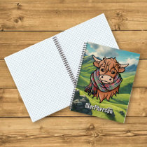 Highland Cow with MacPherson Tartan Scarf Notebook