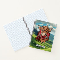 Highland Cow with MacQueen Tartan Scarf Notebook