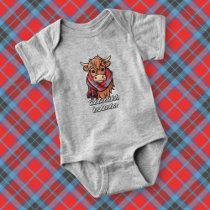 Highland Cow with MacTavish Tartan Scarf Baby Bodysuit