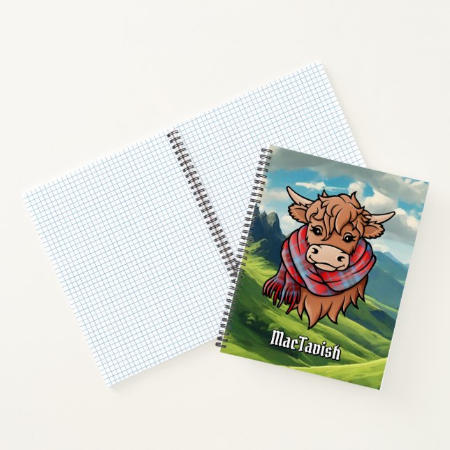 Highland Cow with MacTavish Tartan Scarf Notebook (Inside)