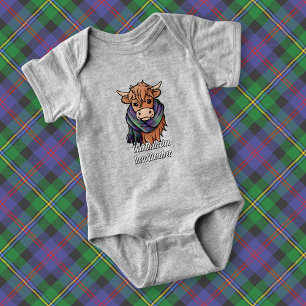 Highland Cow with Malcolm Tartan Scarf Baby Bodysuit