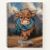 Highland Cow with Morrison Hunting Tartan Scarf Notebook (Front)