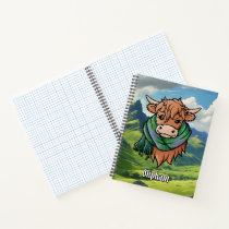 Highland Cow with Oliphant Tartan Scarf Notebook
