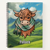 Highland Cow with Pollock Tartan Scarf Notebook (Front)