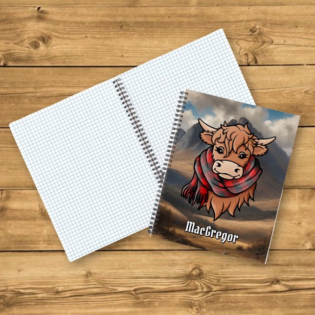 Highland Cow with Rob Roy MacGregor Tartan Scarf Notebook (Creator Uploaded)
