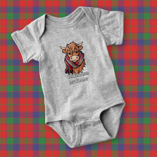 Highland Cow with Robertson Tartan Scarf Baby Bodysuit