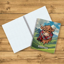 Highland Cow with Robertson Tartan Scarf Notebook