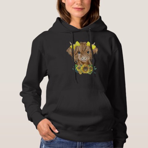 Highland Cow With Sunflowers Hoodie